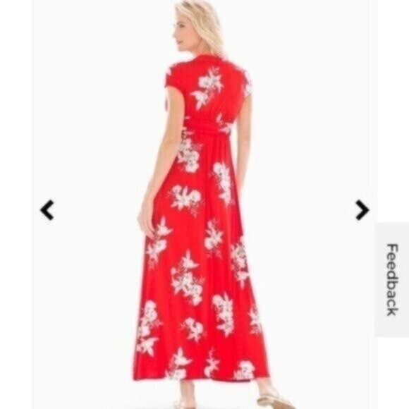 NWOT Soma Soft Jersey Sleeveless Maxi Dress - Lush Tropic Poppy Red - Picture 2 of 4